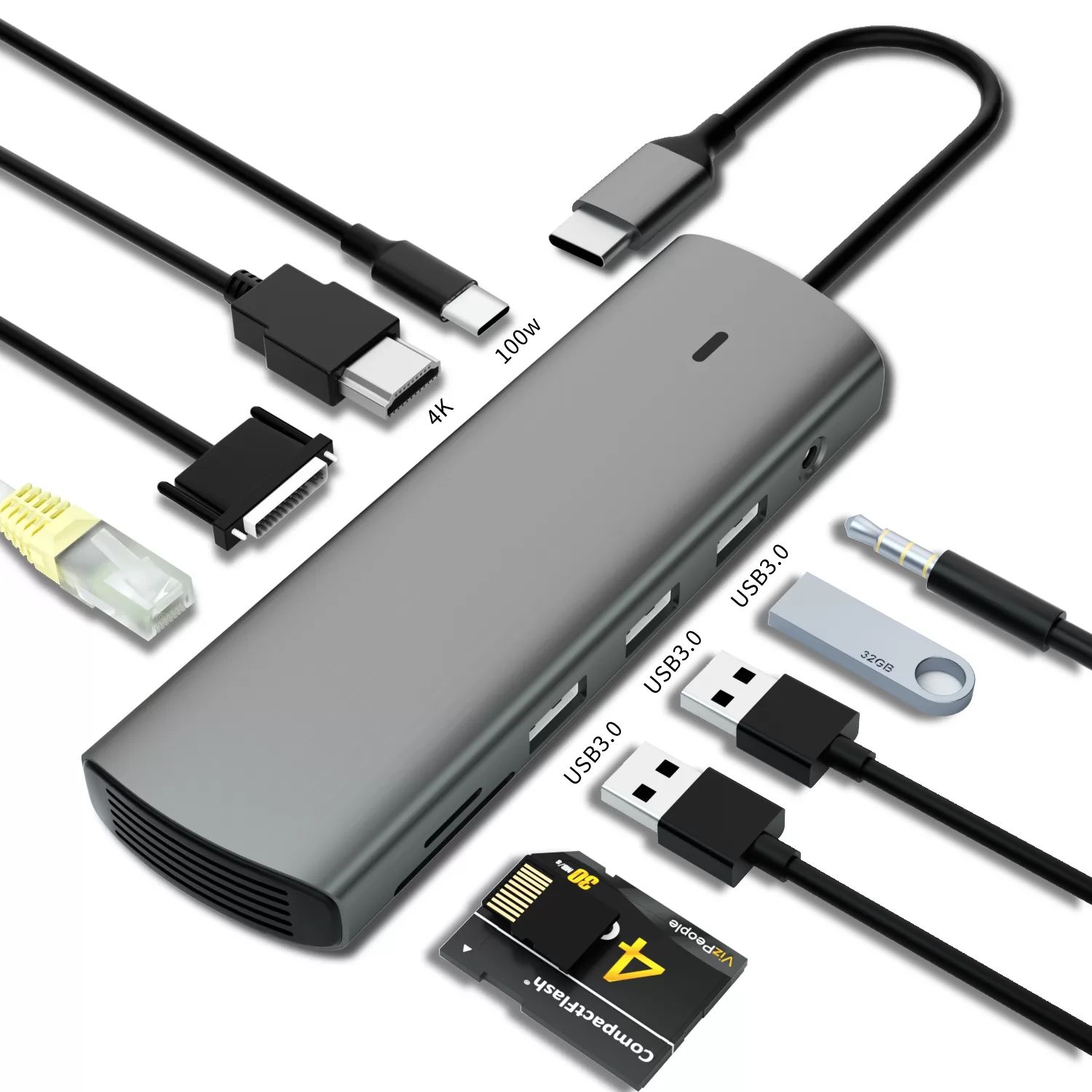 USB Hub, 4 Port USB 3.0 Hub, Ultra Slim Portable Data Hub Applicable for iMac Pro, MacBook