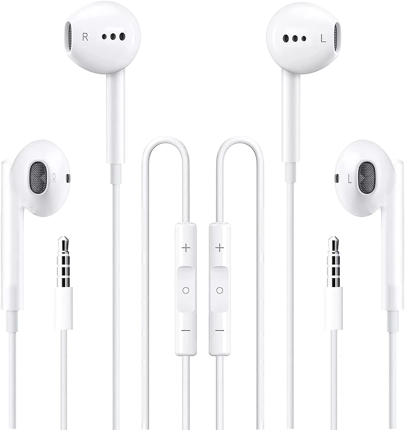 3.5mm Wired Headphones Noise Isolating Earphones Volume Control & Built-in Microphone Compatible with iPhone/Samsung/Android/MP3/MP4