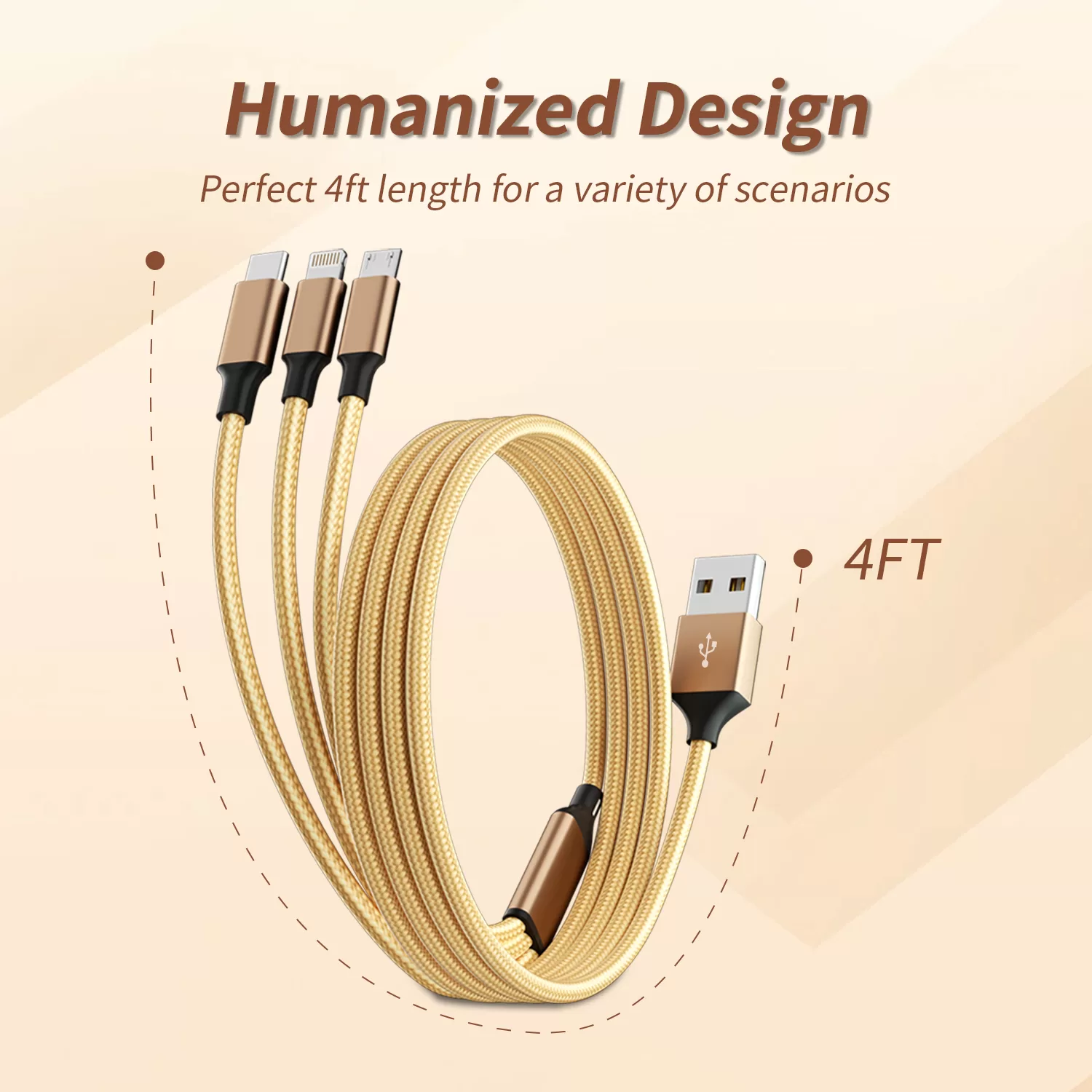 3 in 1 Fast Charging Cable Cell Phone Charger Cord for iPhone USB Type C Micro