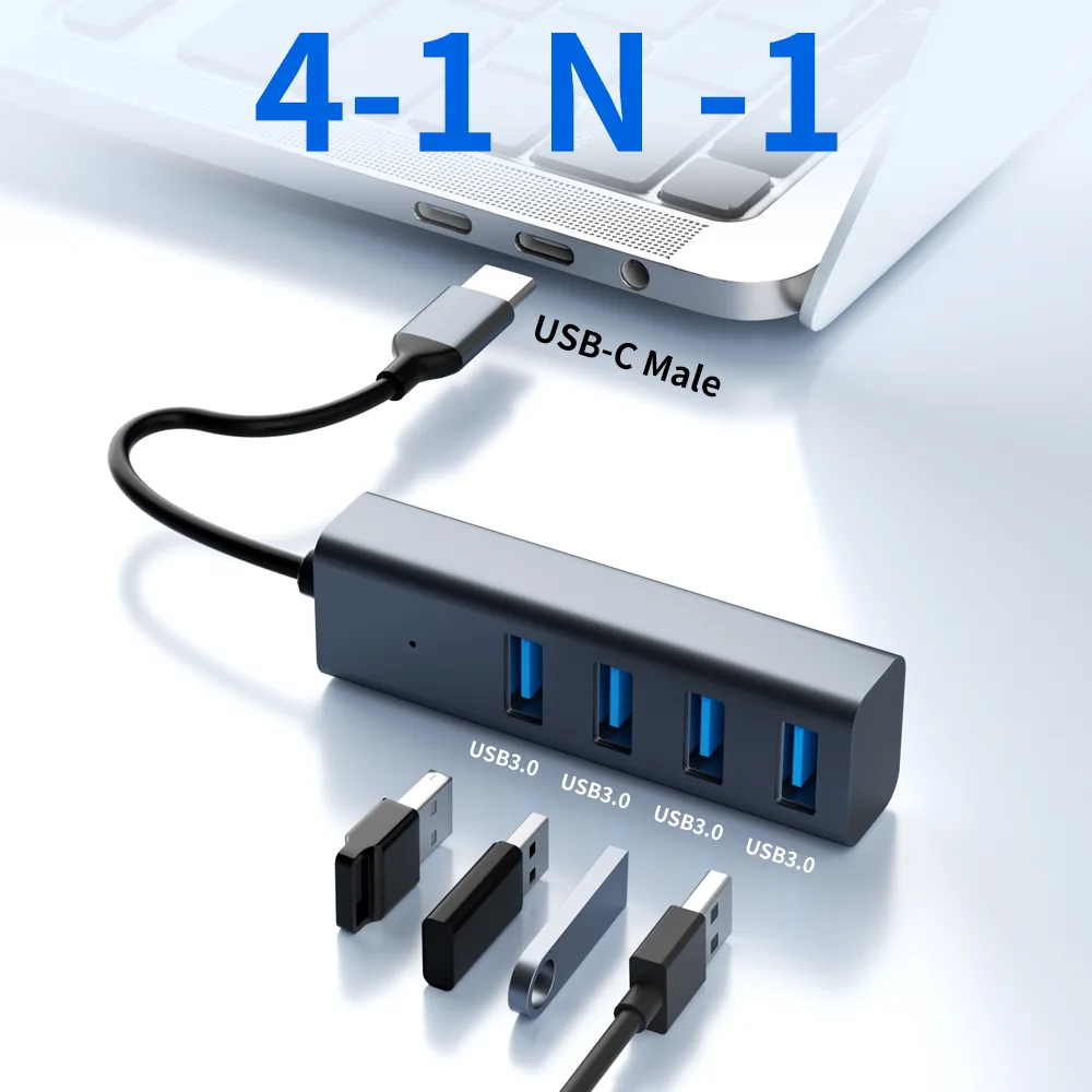 USB-C Hub (4-in-1) with 4K HDMI Display, 5Gbps USB-C Data Port and 2 5Gbps USB-A Data Ports and for MacBook Pro, MacBook Air, Dell XPS, Lenovo Thinkpad, HP Laptops and More