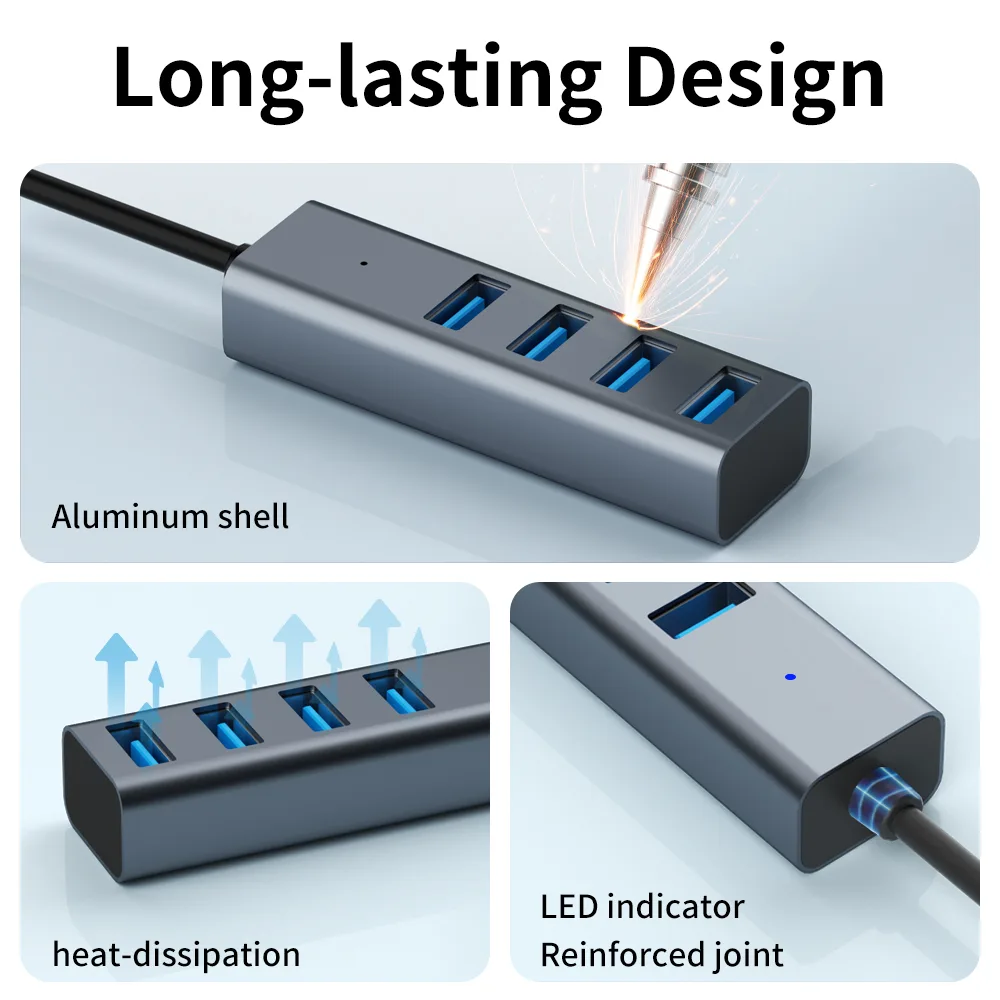 USB-C Hub (4-in-1) with 4K HDMI Display, 5Gbps USB-C Data Port and 2 5Gbps USB-A Data Ports and for MacBook Pro, MacBook Air, Dell XPS, Lenovo Thinkpad, HP Laptops and More