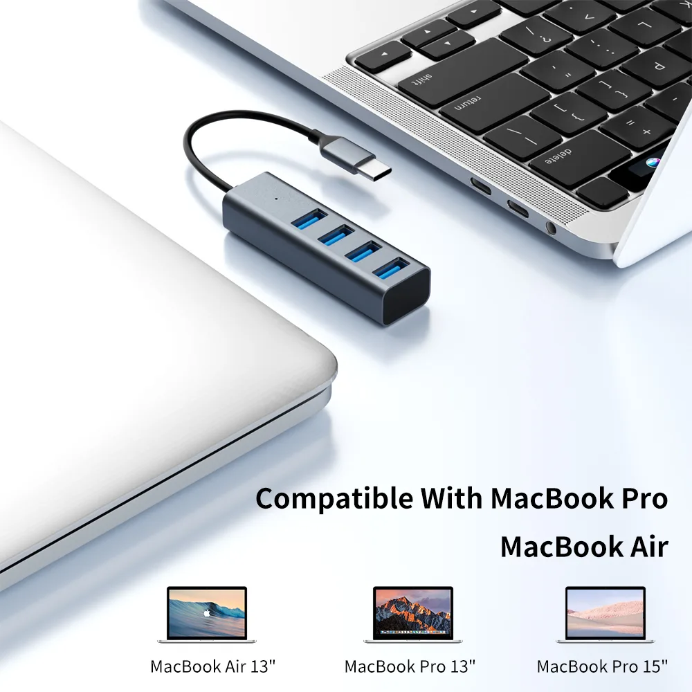 USB-C Hub (4-in-1) with 4K HDMI Display, 5Gbps USB-C Data Port and 2 5Gbps USB-A Data Ports and for MacBook Pro, MacBook Air, Dell XPS, Lenovo Thinkpad, HP Laptops and More