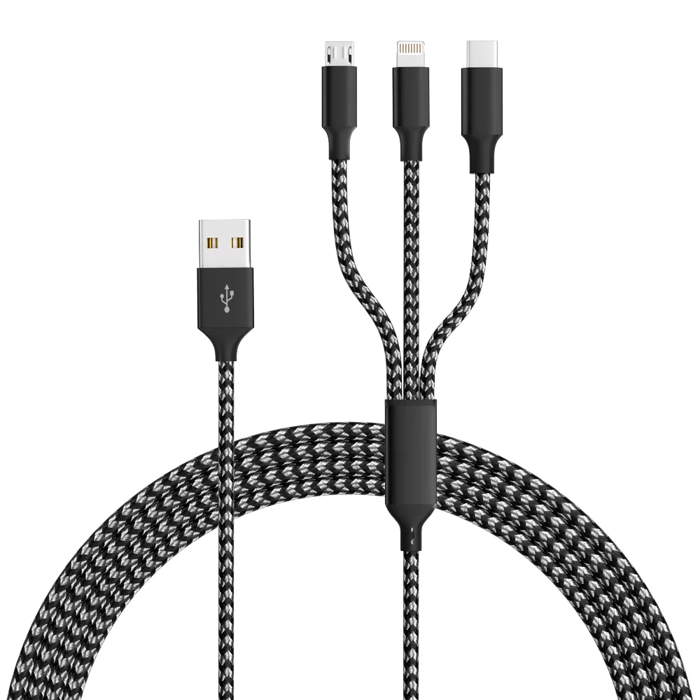 3-In-1 Fast Charge Nylon Braided Data Cables